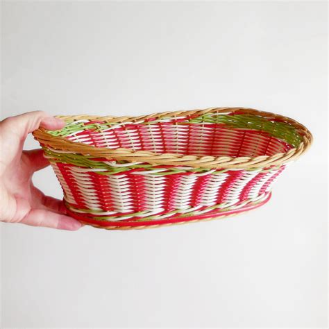 Panier Corbeille Vintage En Osier Et Scoubidou Ann Es Etsy France