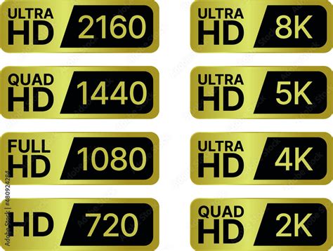 hd labels set full ultra quad hd high definition badge