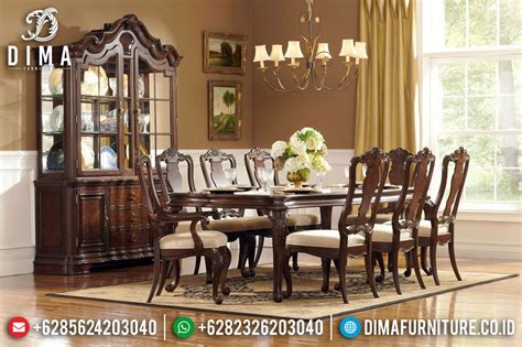 Meja Makan Mewah Jati Natural Classic Jepara Imperial Luxury Design Ttj