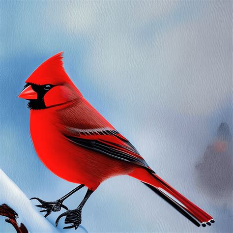 Cardinalbird In Snow Hyper Realistic Painting · Creative Fabrica