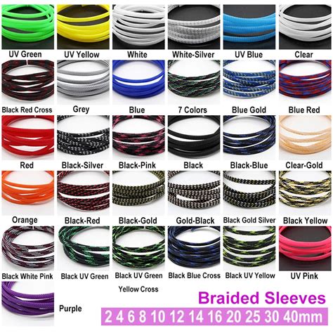 2m Insulated PET Braid Sleeving 2 4 6 8 10 12 14 16 20 25 30