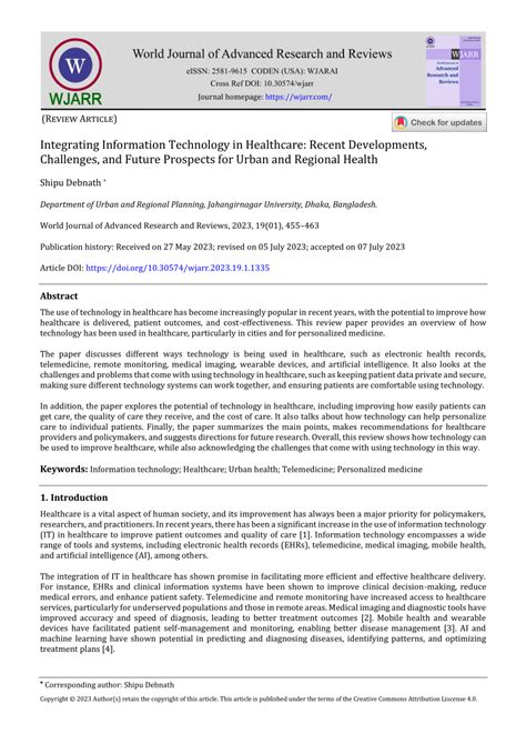 PDF Integrating Information Technology In Healthcare Recent