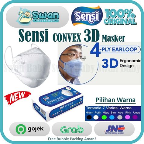 Jual Sensi Convex Mask 4 Ply Masker Earloop 4 Ply Masker 3D Sensi