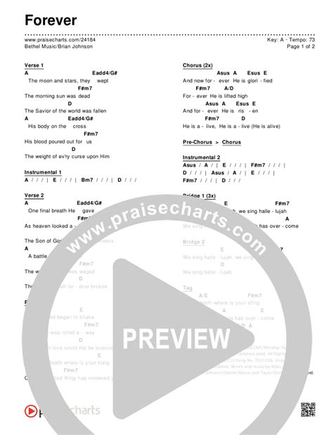 Forever Chords PDF (Bethel Music / Brian Johnson) - PraiseCharts