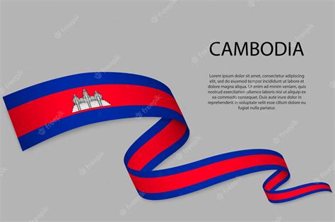 Premium Vector Waving Ribbon Or Banner With Flag