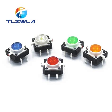 5PCS 12X12X7 3 Tactile Push Button Switch Momentary Tact LED 5 Color