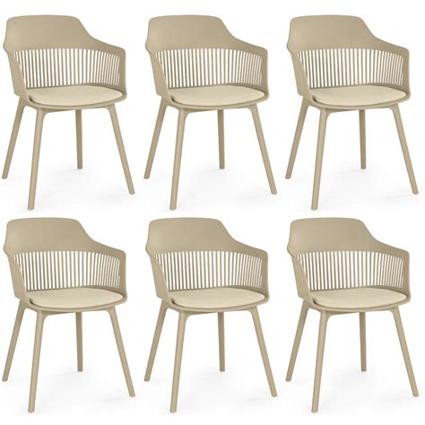 Kit 6 Cadeiras De Jantar Estofada Marcela Nude