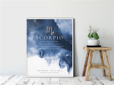 Scorpio Zodiac Poster Scorpio Constellation Print Personality Trait