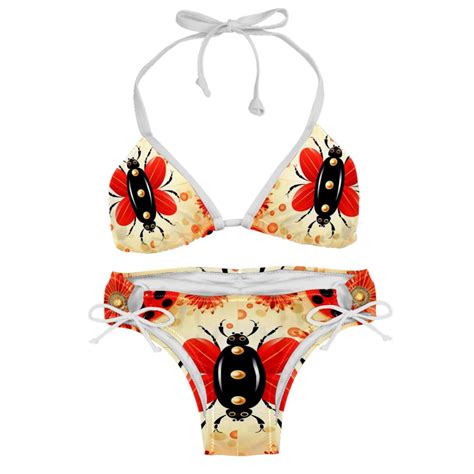 Seven Starred Ladybird Detachable Sponge Adjustable Strap Bikini Set