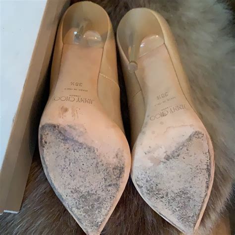 Jimmy Choo Anouk Nude Patent Leather Pointy Toe Pump Gem