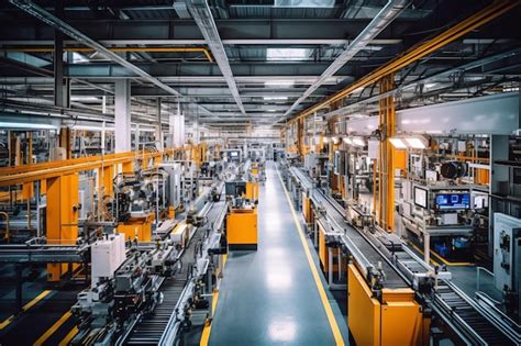 Automated Assembly Line With Mechanical Arms Premium Ai Generated Image