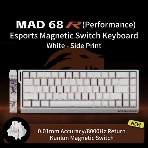 Madlions Mad Mad He White Magnetic Switch Mechanical Keyboard Wired Hot Swappable Key