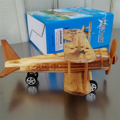 2pcs Desktop Wood Warplane Model Desktop Airplane Decor Craft For Home