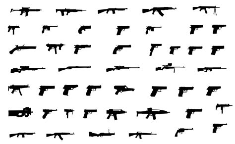 25 Weapon Silhouettes Silhouette Glasses Silhouette Vector Military