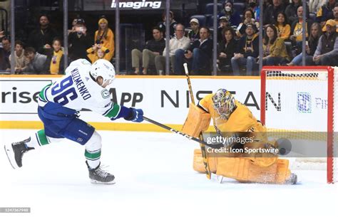 Nashville Predators Goalie Juuse Saros Of Finland Makes A Save