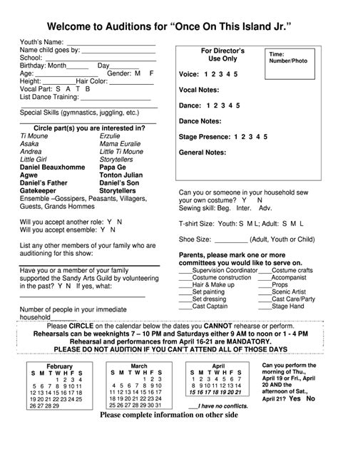 Fillable Online Audition Form Oti Doc Fax Email Print Pdffiller