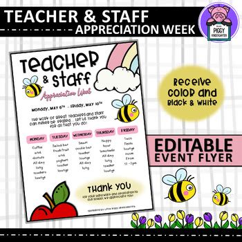 Editable Teacher Appreciation Week Flyer Template Teacher