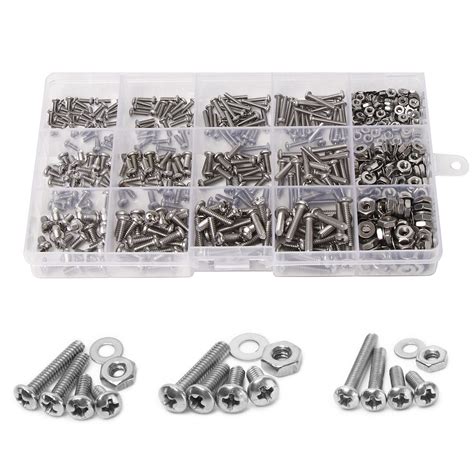 Machine Nuts Bolts and Washers Assortment Kit, 2-56#4-40#6-32 Phillips ...