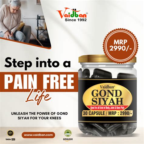 Vaidban Gond Siyah Capsule 500 mg – Kala Gond – Black Gum – For Joint