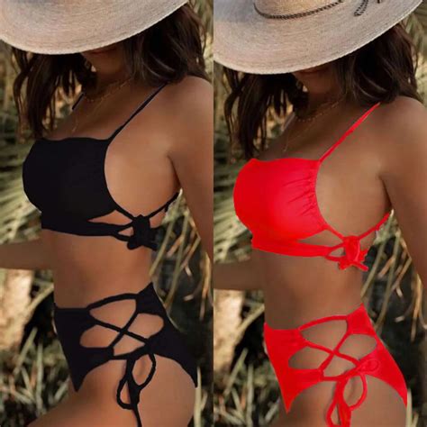 2024 New Split High Waist Triangle Bikini Strap Lace Sexy Fashion
