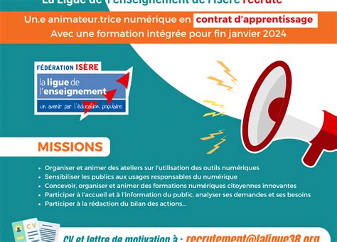 Offre De Recrutement Contrat D Apprentissage Animateur Trice