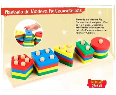 Juego Didactico Montessori Plantado Figuras Geometricas En Venta En