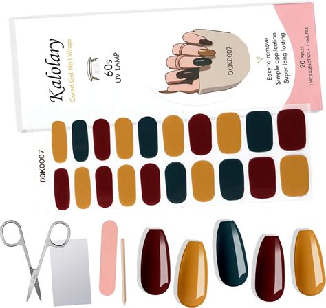 Amazon 20PCS Semi Cured Gel Nail Polish Strips Kalolary 3 Colors