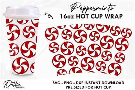 Swirl Peppermints Full Starbucks Hot Cup Wrap SVG Oz