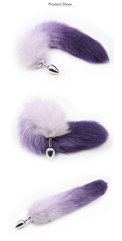 One Purple Faux Fur Fox Tail Butt Plug Metal Anal Plug Adult Sex Toys Anal Tail Toys Sex