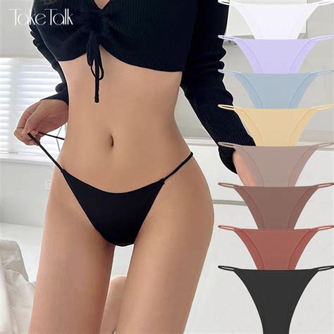 Take Talk Liền Mạch Quần Co Giãn Bikini Màu Trơn Quần Lót Dành Cho Nữ Thiết Kế Eo Gợi Cảm Ice