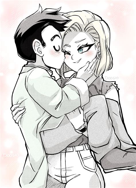 Android Kuririn Dragon Ball Dragon Ball Super Highres Boy Girl Black Hair Blonde