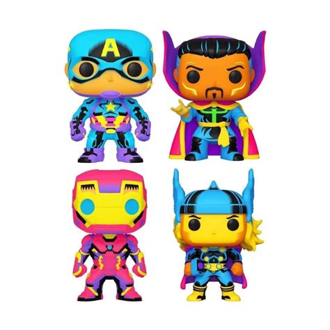 Funko Pop Marvel Avengers 4 Pack Black Light Special Edition Game