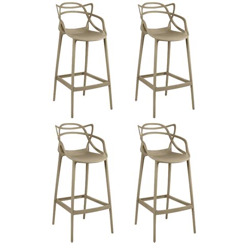 Kit Banquetas Allegra Encosto Design Cozinha Bancada Nude