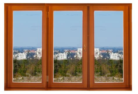 Окно из клееного бруса трехстворчатое с одной открывающейся створкой ...