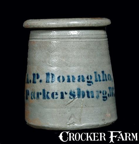 A P Donaghho Stoneware Top Hat Wax Sealer Canning Jar Lot 265