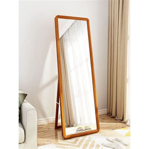 Solid Wood Full-Length Mirror Household Living Room Entrance Wooden ...