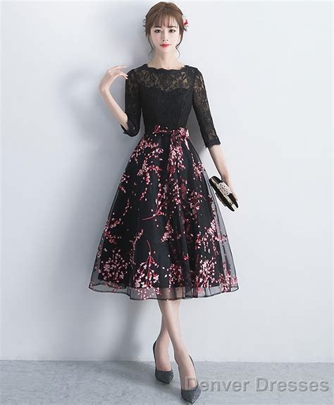 Black Lace Tulle Short Prom Dress Black Lace Bridesmaid Dress – Denver