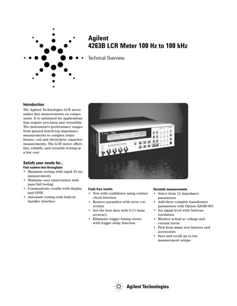 Agilent B Lcr Meter Hz To Khz