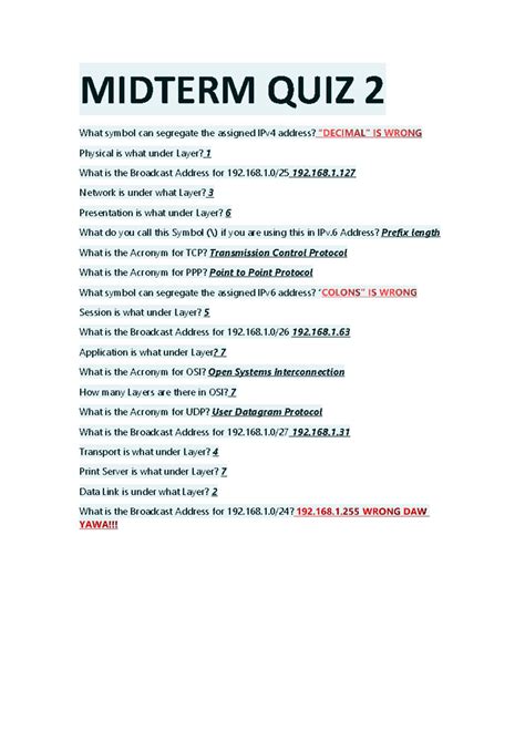 Midterm Exam For Introduction To Networking 3