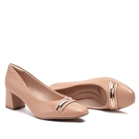Sapato Feminino Beira Rio Bico Quadrado Nude Bege