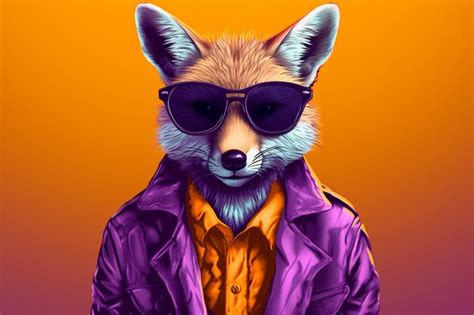 Premium AI Image | photo of a fox wearing glasses
