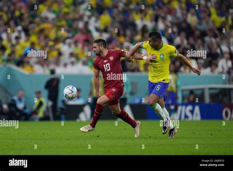 Lusail Qatar 24th Nov 2022 L To R Dusan Tadic Srb Casemiro