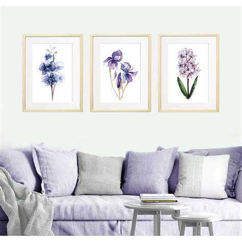 Комплект картини, С рамки, Акварелни цветя, Колекция от румънски ...