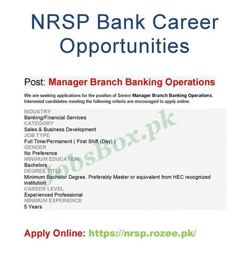 Nrsp Bank Jobs Bahawalpur Advertisement Apply Online