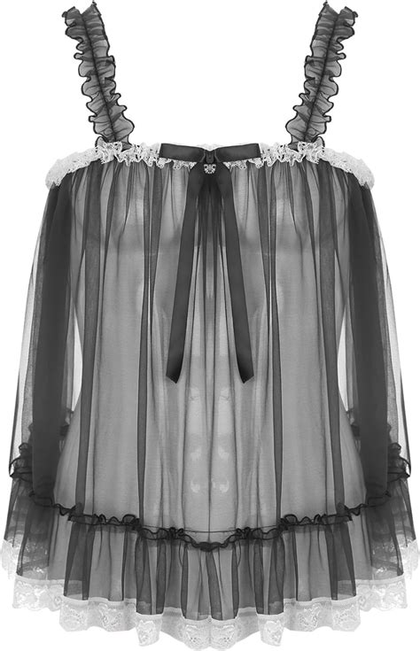 Alvivi Sissy Lingerie For Men Naughty Teddy Babydoll Sleepwear Sexy Sheer Mesh See Through