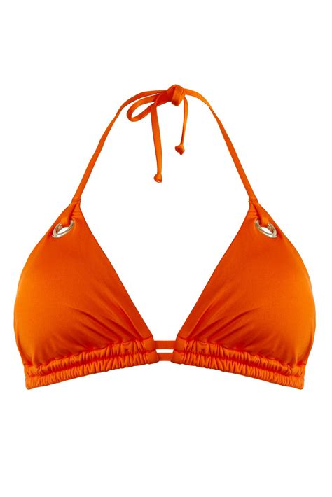 India Recycled Triangle Bikini Top In Orange Pour Moi Clothing