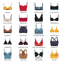 Types Of Bras Big Set Black Lingerie Royalty Free Vector