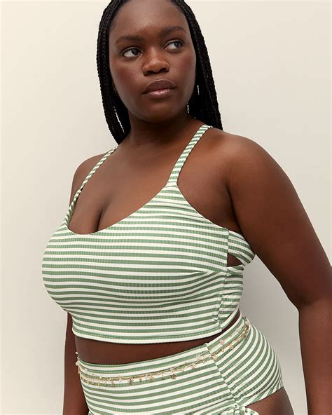 Haut De Bikini Longiligne Vert Rayures Textur Es Penningtons