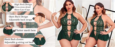 Avidlove Womens Plus Size Lingerie Lace Bodysuit Teddy Deep V One Piece Lace Babydoll At Amazon