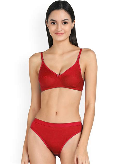 Buy AROUSY Cotton Non Wired Non Padded Lingerie Set Q Ruchi Set Red 30 Lingerie Set For Women